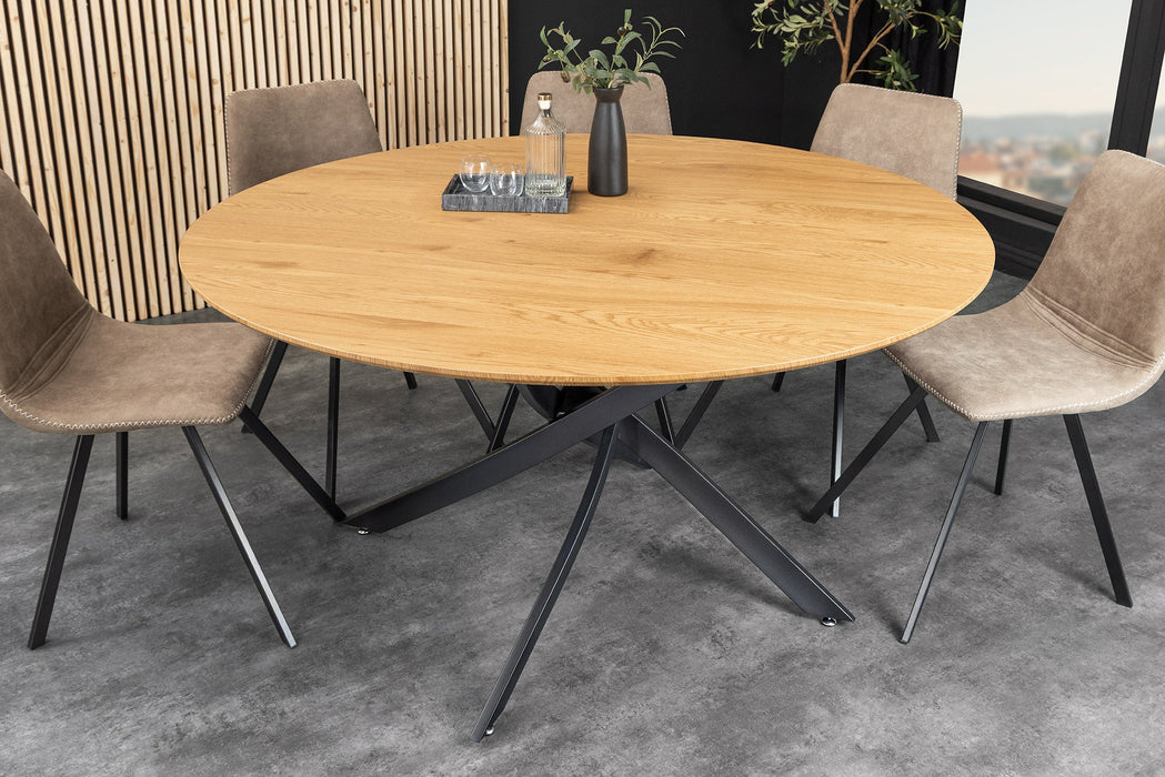 Esstisch Heliux 120cm rund natur Ungezähmte Eiche Holzoptik mit schwarzem Metallgestell - Bild 3