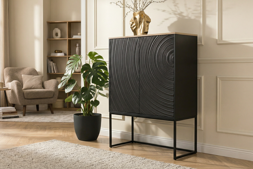 Highboard ORBIT 120cm 3D-Optik Mango Timber schwarz - Bild 3