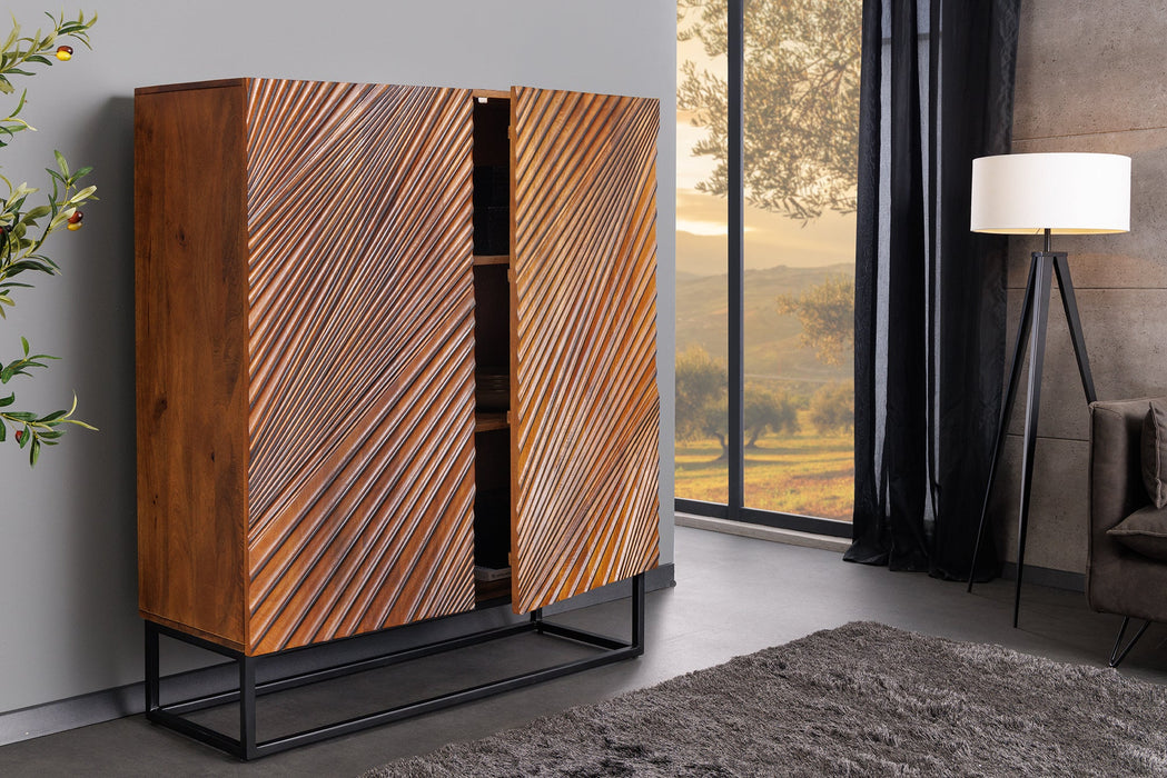 Highboard LINE ART 120cm 3D Mangoholz braun schwarz