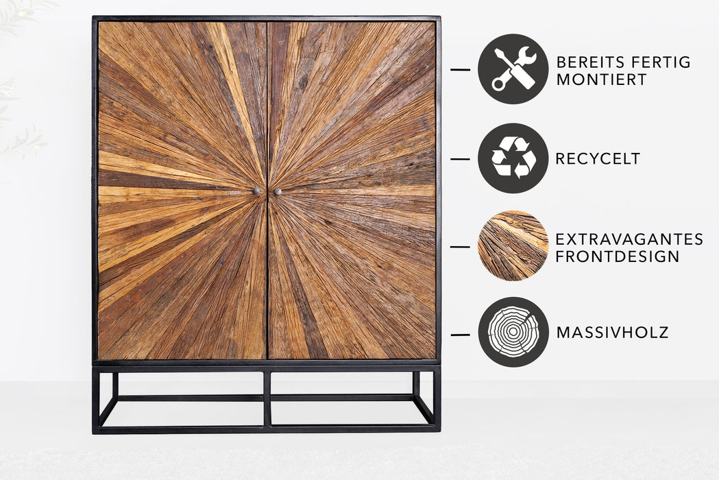 Highboard Barcelona 120cm Mangoholz und braunes Teakholz