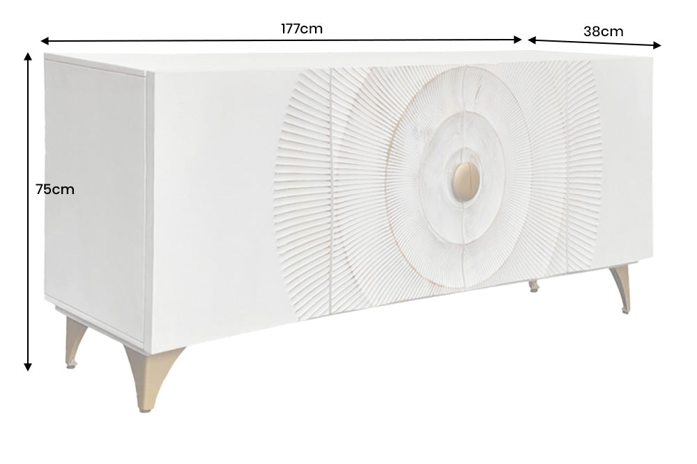 Sideboard Rigi 180cm 3D Mangoholz weiß