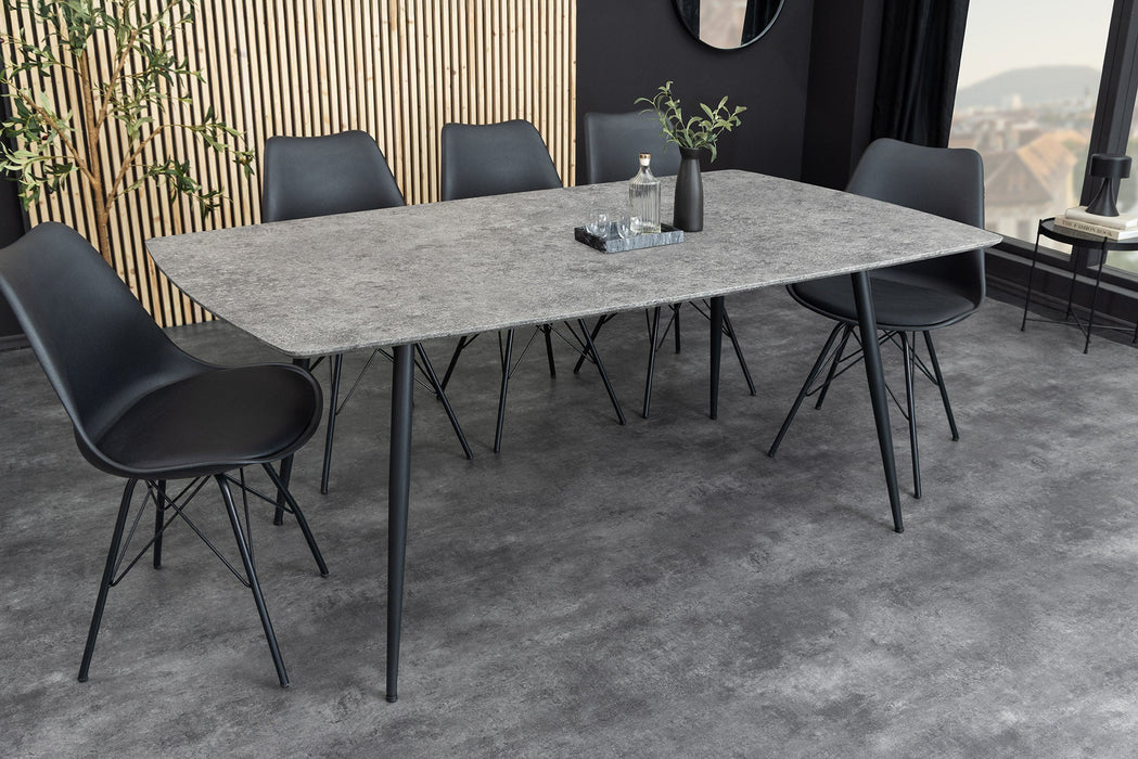 Esstisch Suite 140cm grau Rockoptik mit schwarzem Metallgestell - Bild 2