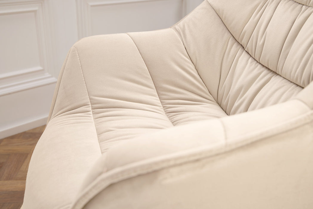 Drehstuhl THE Nordic Ease drehbar 180° champagnerbeige schwarz Beine - Bild 7