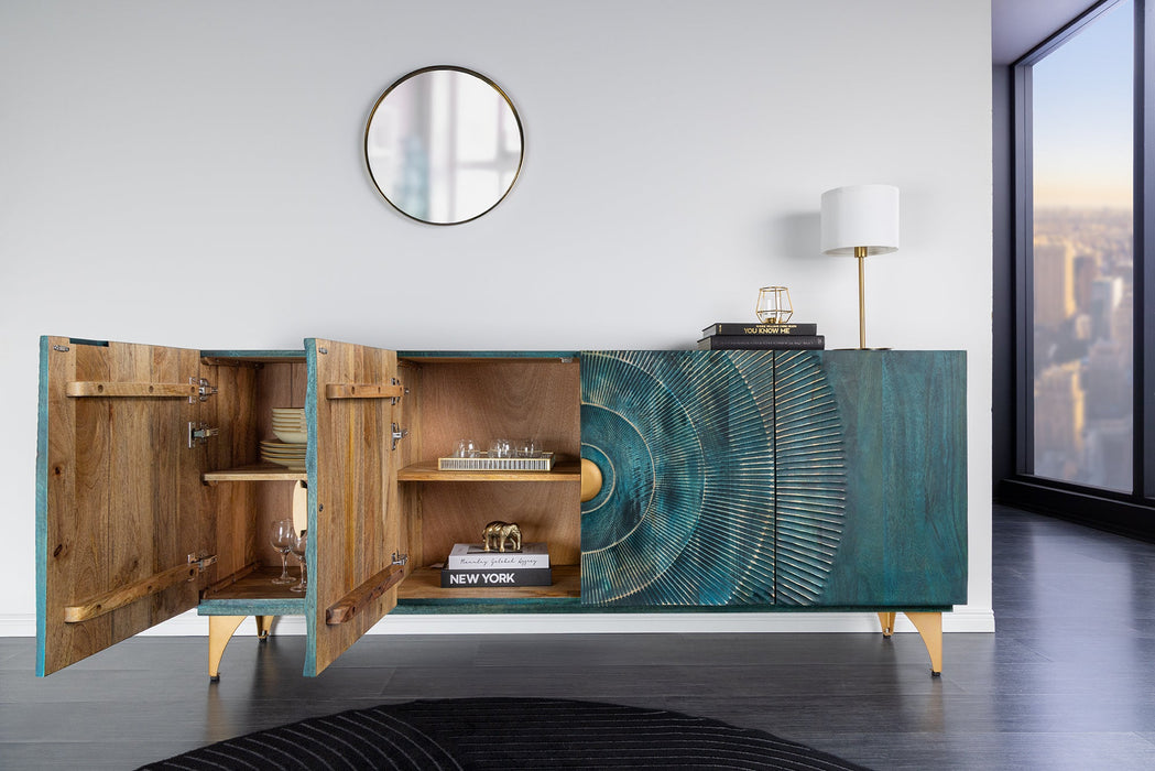 Sideboard Rigi 180cm 3D Mangoholz türkis