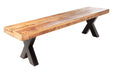 Sitzbank Blacksmith 200cm aus Mangoholz natur mit schwarzem X-Gestell aus Eisen