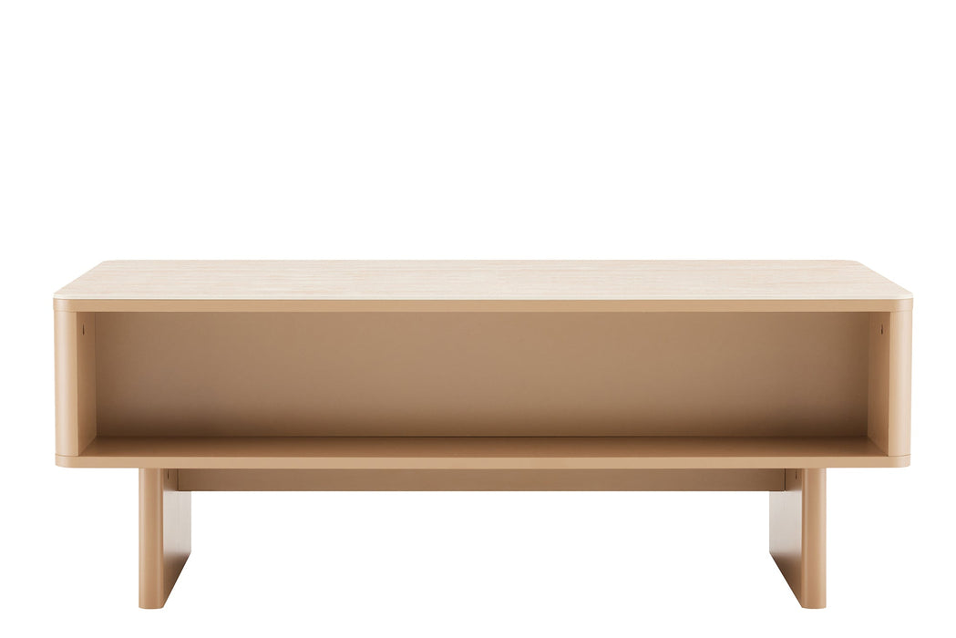 Couchtisch Abstry 120cm 3D natur mit Keramikplatte aus Travertinmarmor - Bild 6