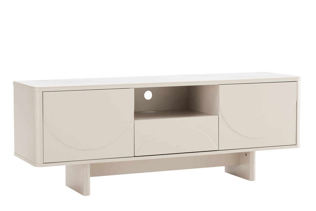 TV Board Abstry 150cm 3D mit weißer Marmor-Keramikplatte