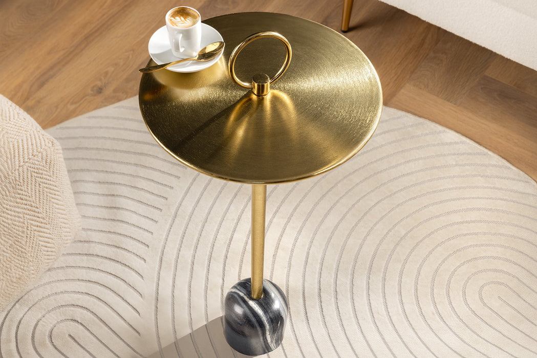 Side table Eleganz 60cm Tablett gold schwarz Marmor