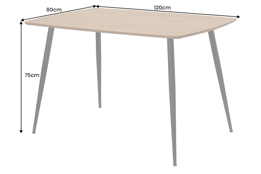 Esstisch Suite 120cm natur Ungezähmte Eiche Holzoptik mit schwarzem Metallgestell - Bild 8