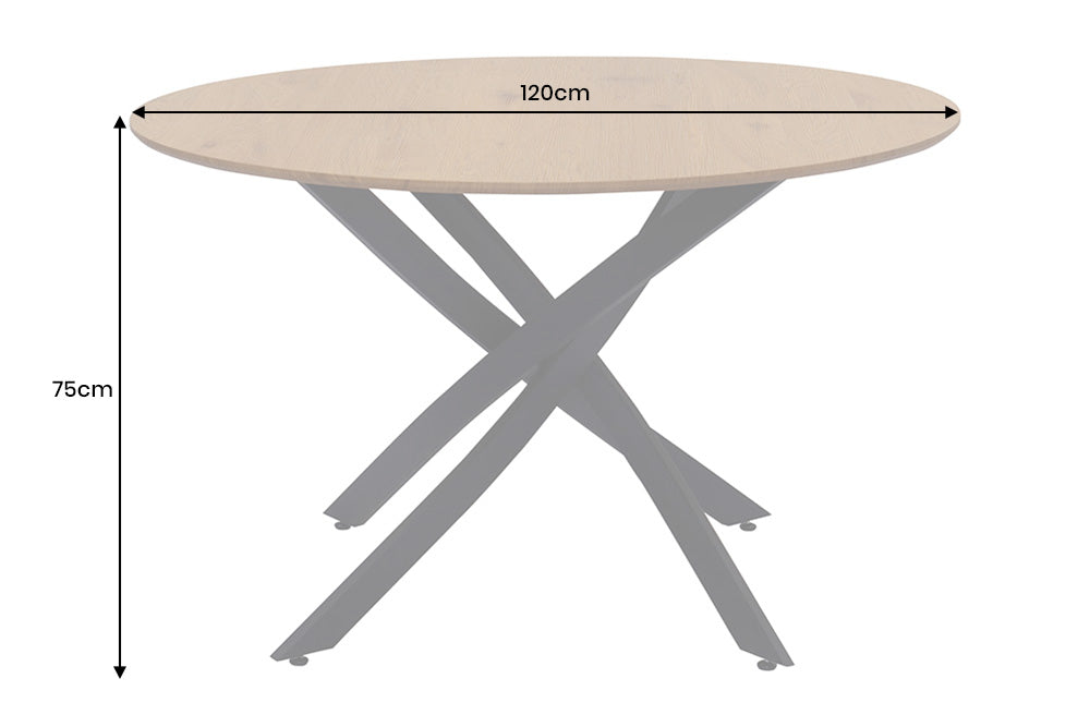 Esstisch Heliux 120cm rund natur Ungezähmte Eiche Holzoptik mit schwarzem Metallgestell - Bild 8