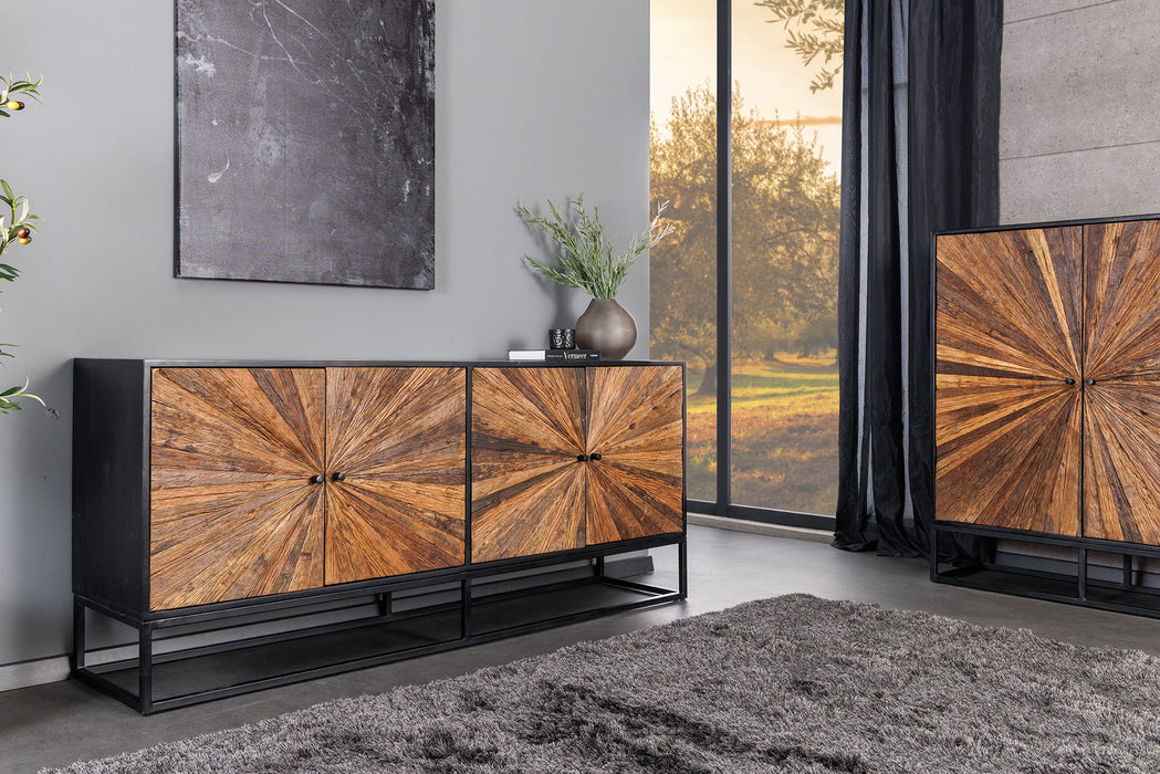 Sideboard Barcelona 180cm Mangoholz und braunes Teakholz