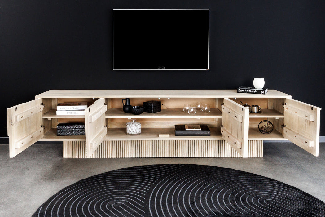 TV Board Aesthetics 200cm Mangoholz weißgekalkt