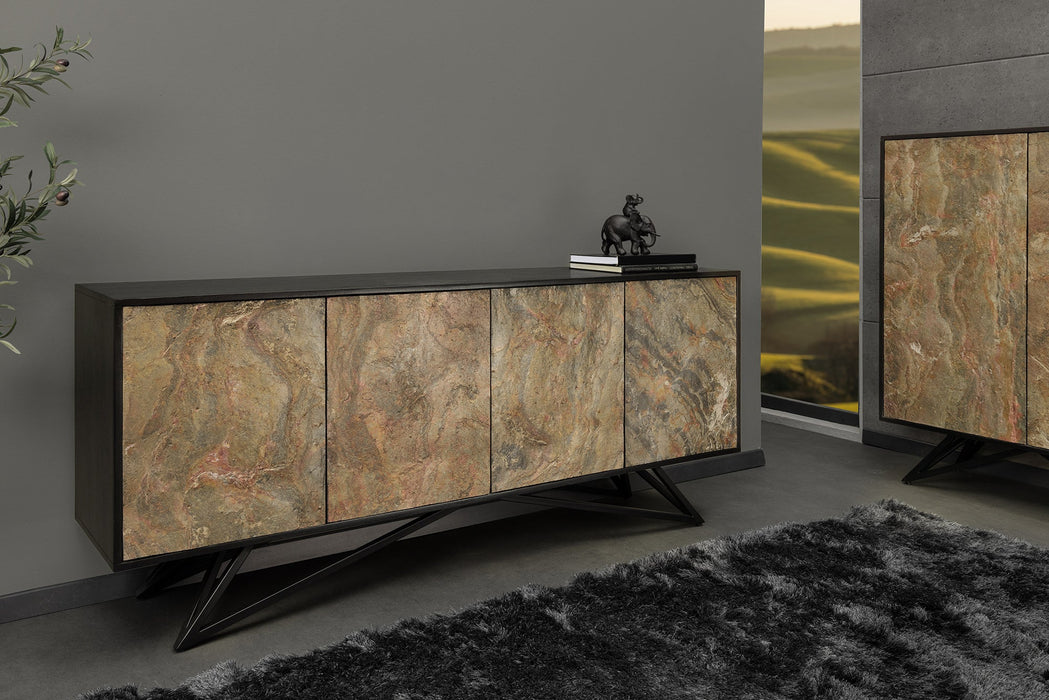 Sideboard Alpenschnee 175cm acacia natural stone look black natural