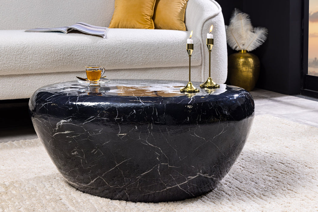 Couchtisch Rock 75cm Marmoroptik schwarz