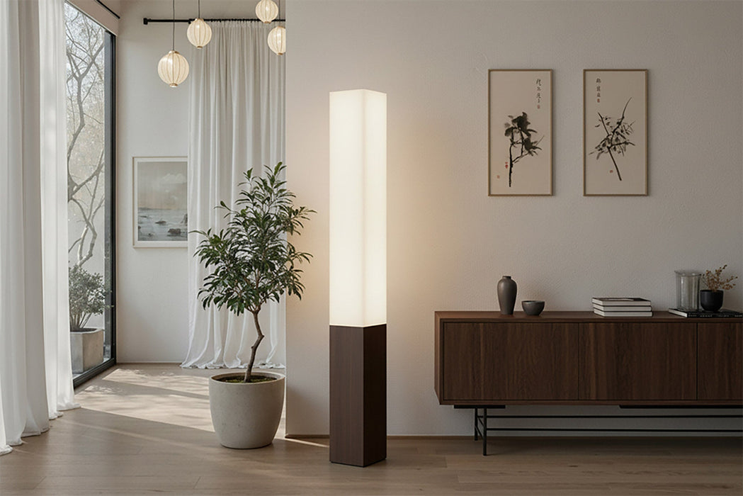 Stehleuchte New York CLASSIC 160cm braun mit weißem Lampenschirm - Bild 2