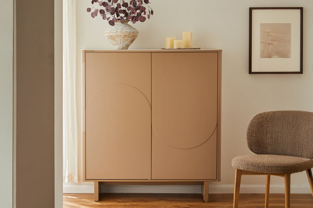 Highboard Abstry 130cm 3D natur mit Keramikplatte aus Travertinmarmor - Bild 2