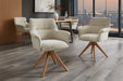 Drehstuhl Uppsala drehbar 180° beige Chenille-Stoff mit Armlehnen und Eiche Timber Beine - Bild 2