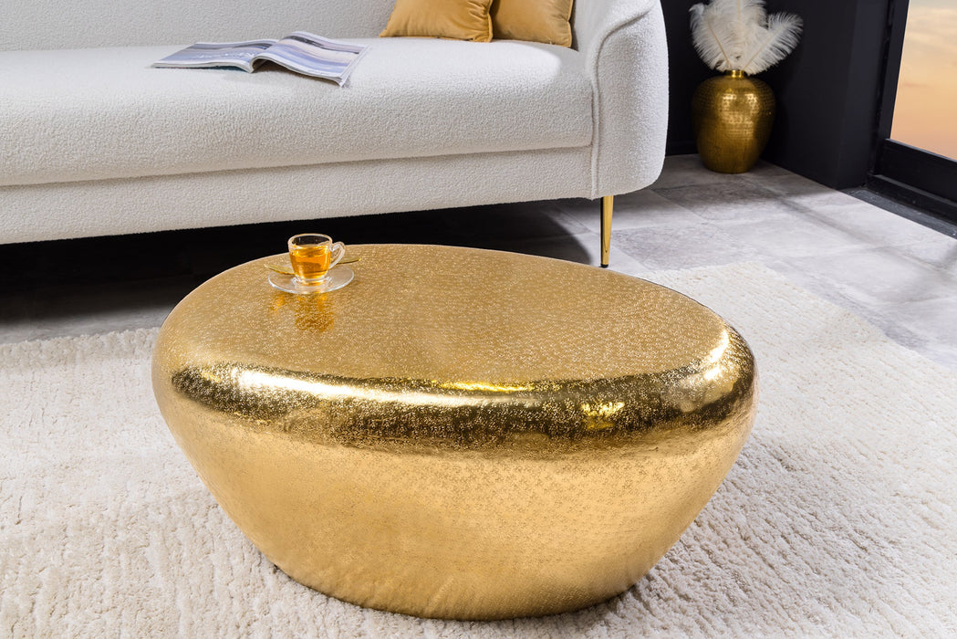 Couchtisch Rock 75cm Hammerschlageffekt gold