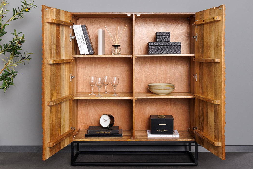 Highboard LINE ART 120cm 3D Mangoholz braun schwarz