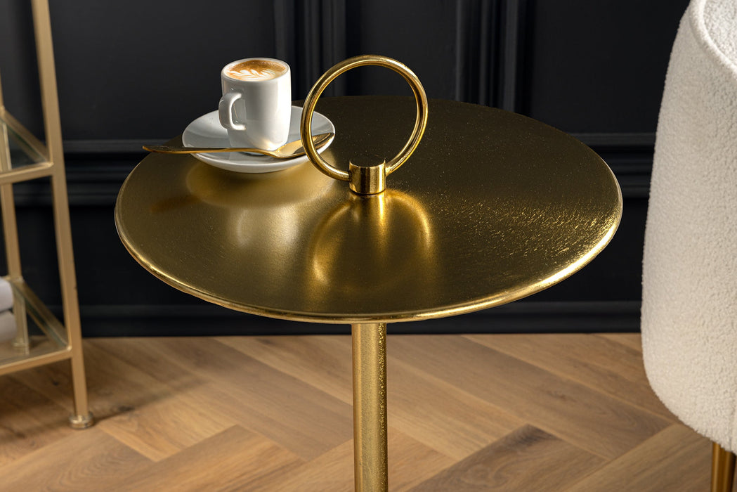 Side table Eleganz 60cm Tablett gold schwarz Marmor
