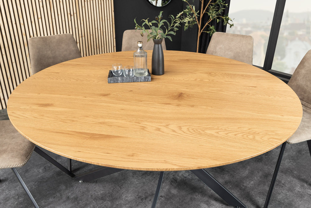 Esstisch Heliux 120cm rund natur Ungezähmte Eiche Holzoptik mit schwarzem Metallgestell - Bild 4