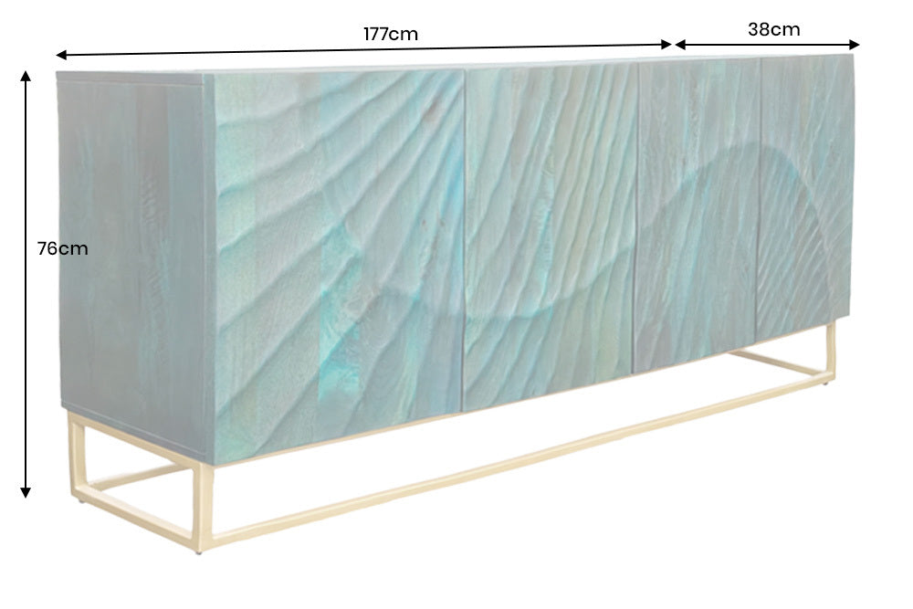 Sideboard Val Ferret 180cm 3D Mangoholz türkis gold