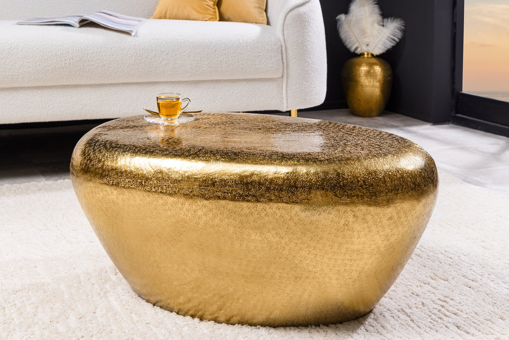 Couchtisch Rock 75cm Hammerschlageffekt gold