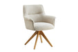 Drehstuhl Uppsala drehbar 180° beige Chenille-Stoff mit Armlehnen und Eiche Timber Beine