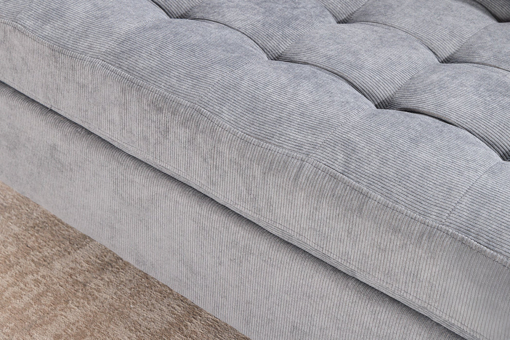 Ecksofa Visby 220cm 3-Sitzer Federkern Cord grau - Bild 8