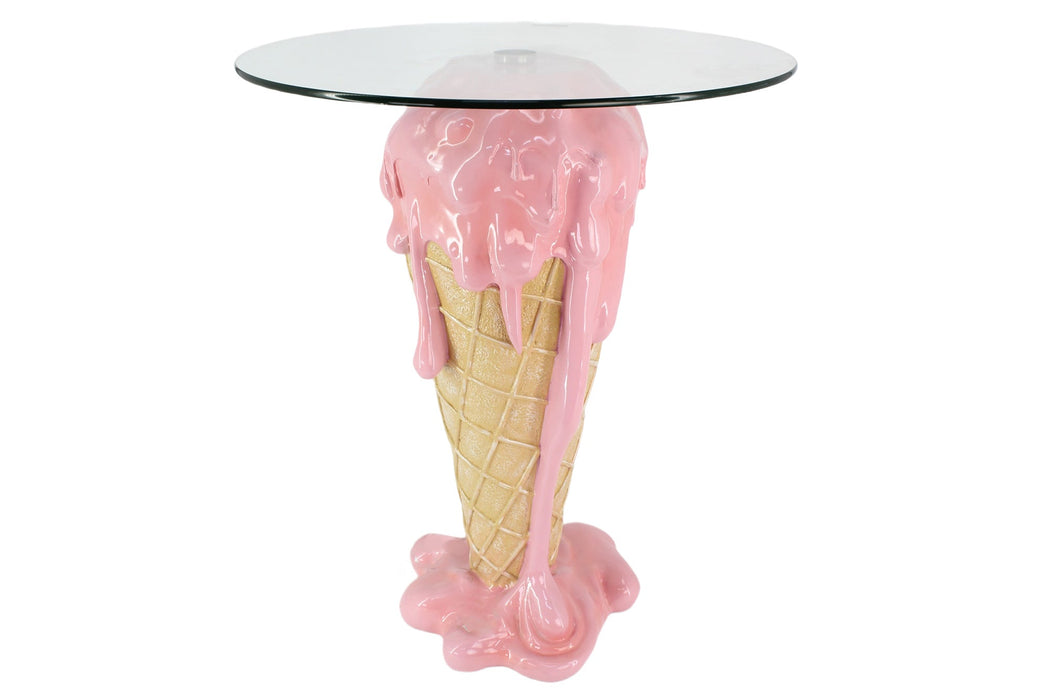 Bistro-Bartisch Eis Creme 75cm mit gehärtetem Glas rosa beige