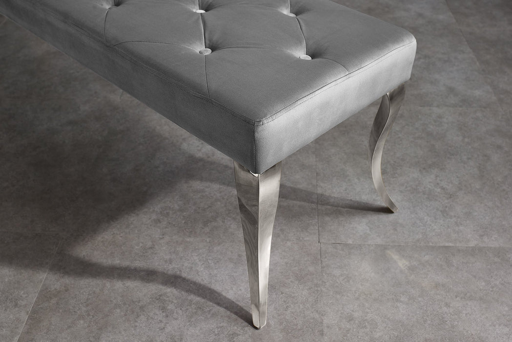 Sitzbank Contemporary BAROCK 170cm Edelstahl Beine Silber Samt Grau - Bild 4