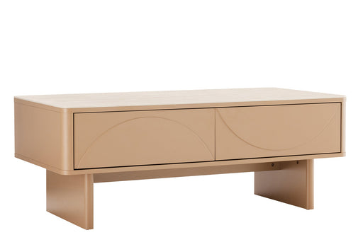 Couchtisch Abstry 120cm 3D natur mit Keramikplatte aus Travertinmarmor