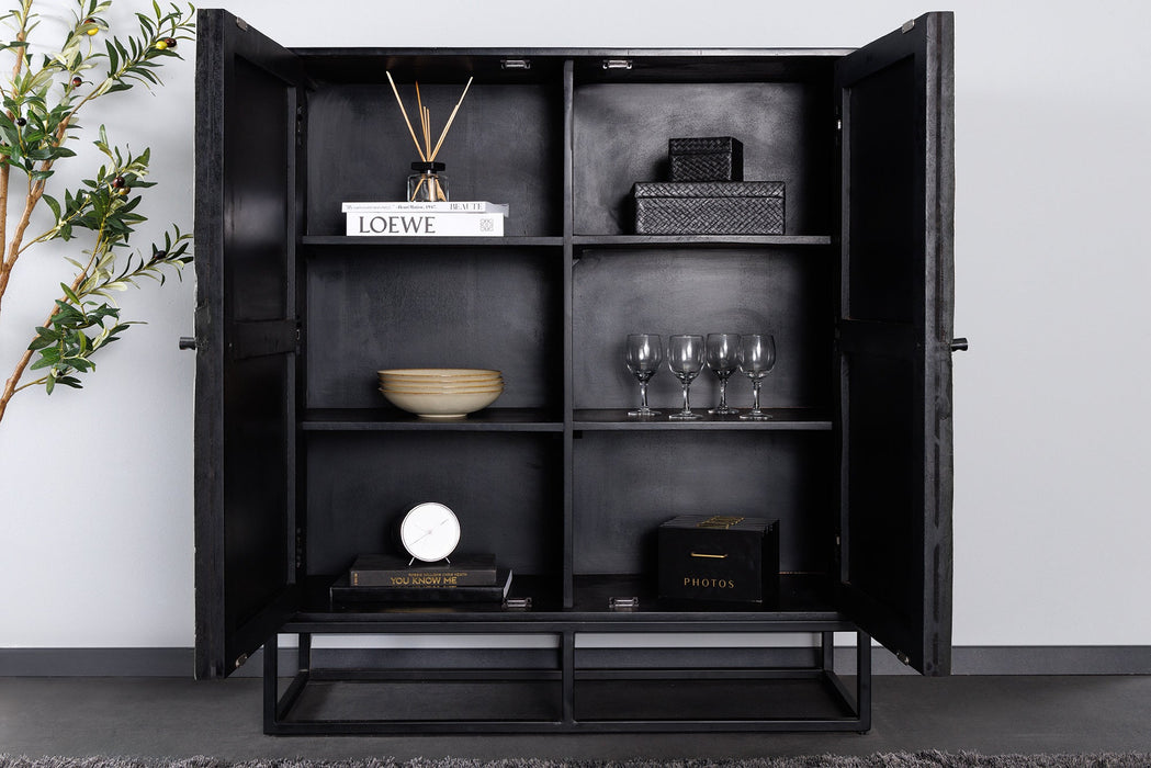 Highboard Barcelona 120cm Mangoholz und graues Teakholz