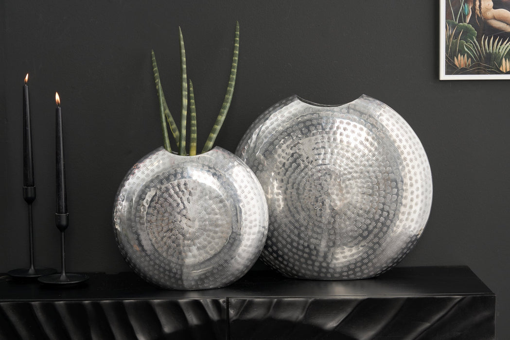 Vase ORIENTAL 30-40cm 2er Set silber