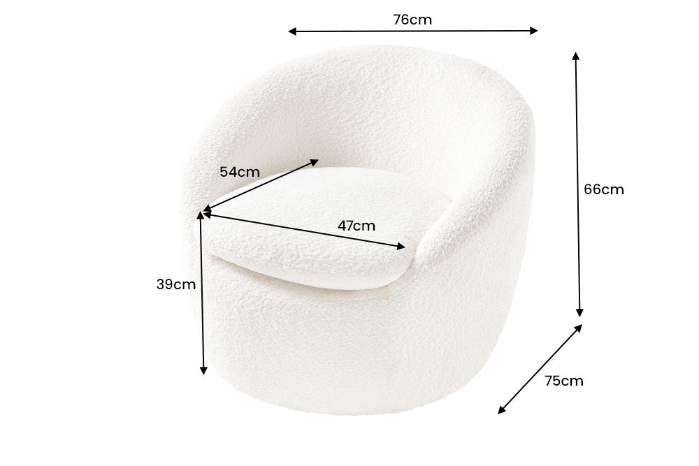 Armchair Atlantis 360° rotatable bouclé white