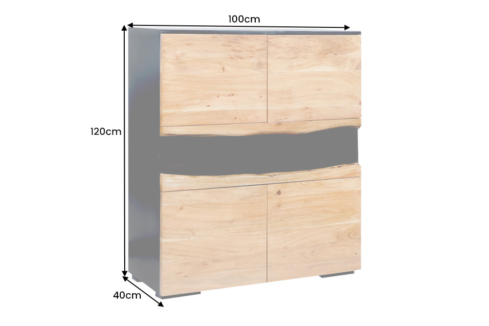 Highboard Pure Akazie 120cm Akazie Timber Naturkante mit LED Licht - Bild 8