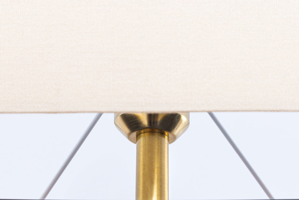 Tischleuchte  Euphorie 80cm Lampenschirm beige Longanholz natur