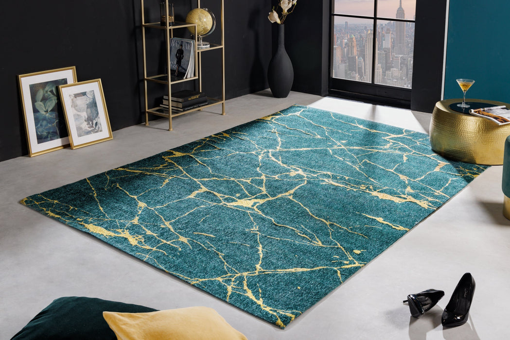 Teppich MARMOR 160x240cm grün blaugrün gold