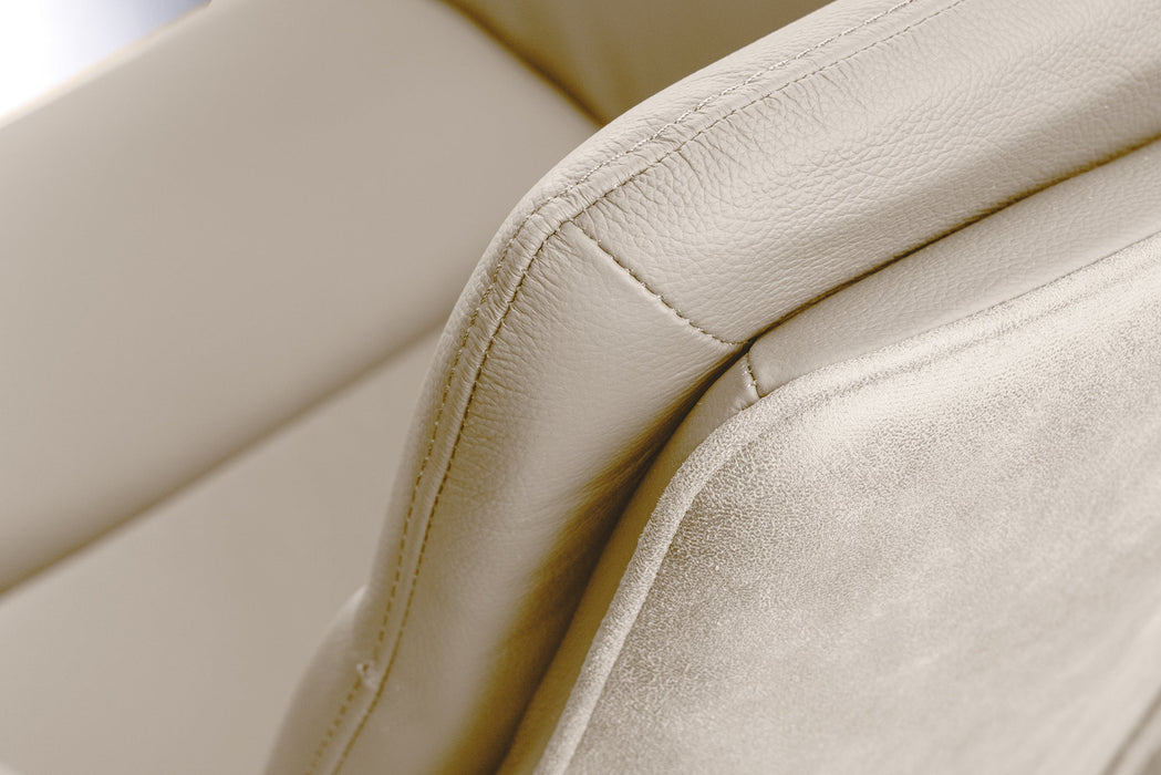 Drehsessel Grand Henry 360° mit Armlehnen Leder und Mikrofaser beige - Bild 7