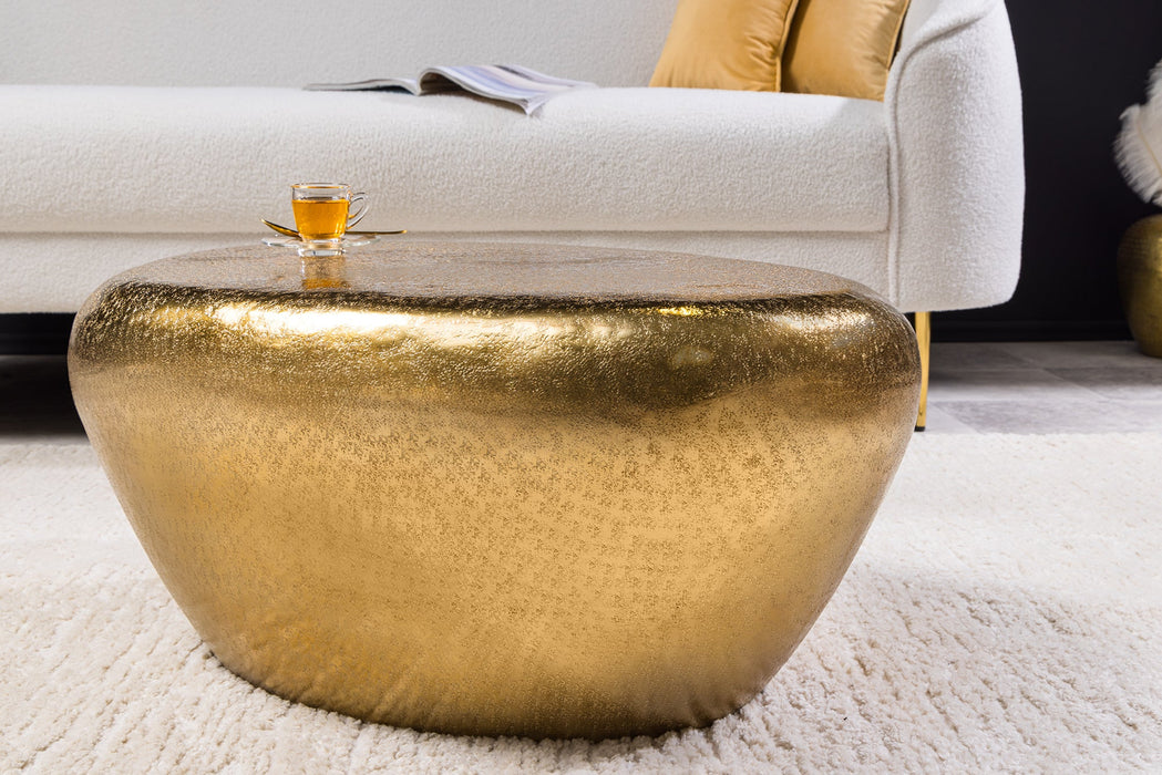 Couchtisch Rock 75cm Hammerschlageffekt gold
