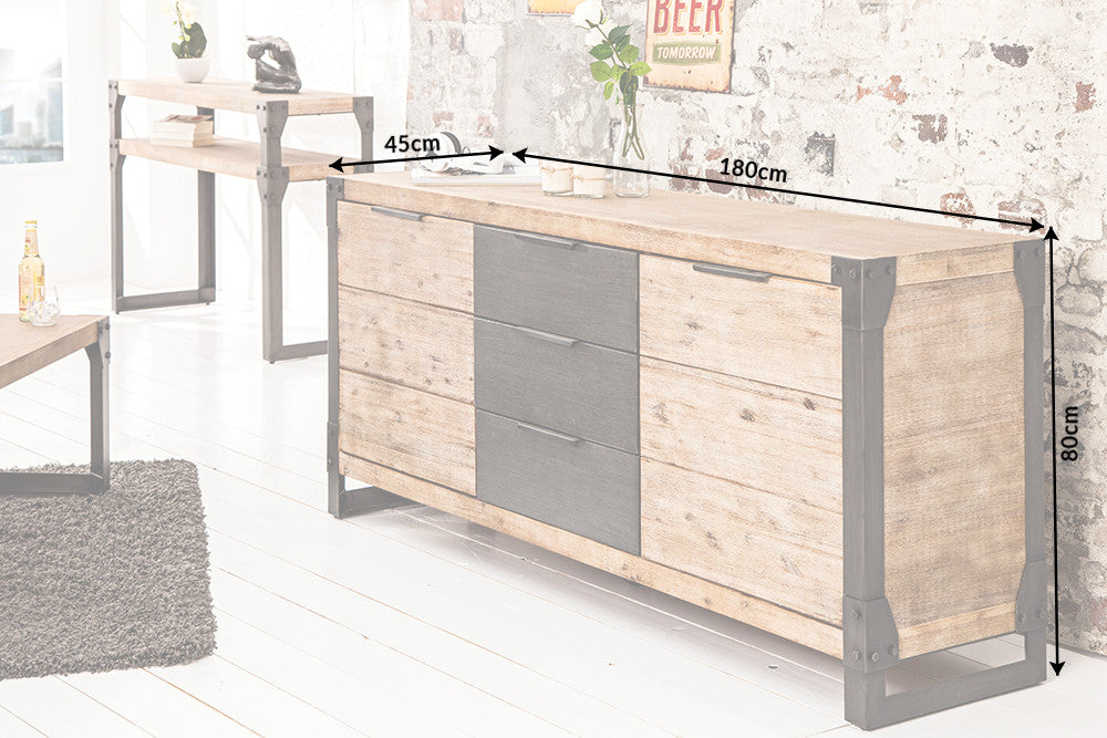 Sideboard Mill 180cm Akazie teakgrau