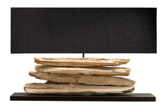 Tischleuchte Stacks schwarz Treibholz 80cm Leinen Unikat