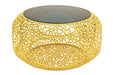 Couchtisch Whirl 75cm gehärtetes schwarzes Glas Sockel gold