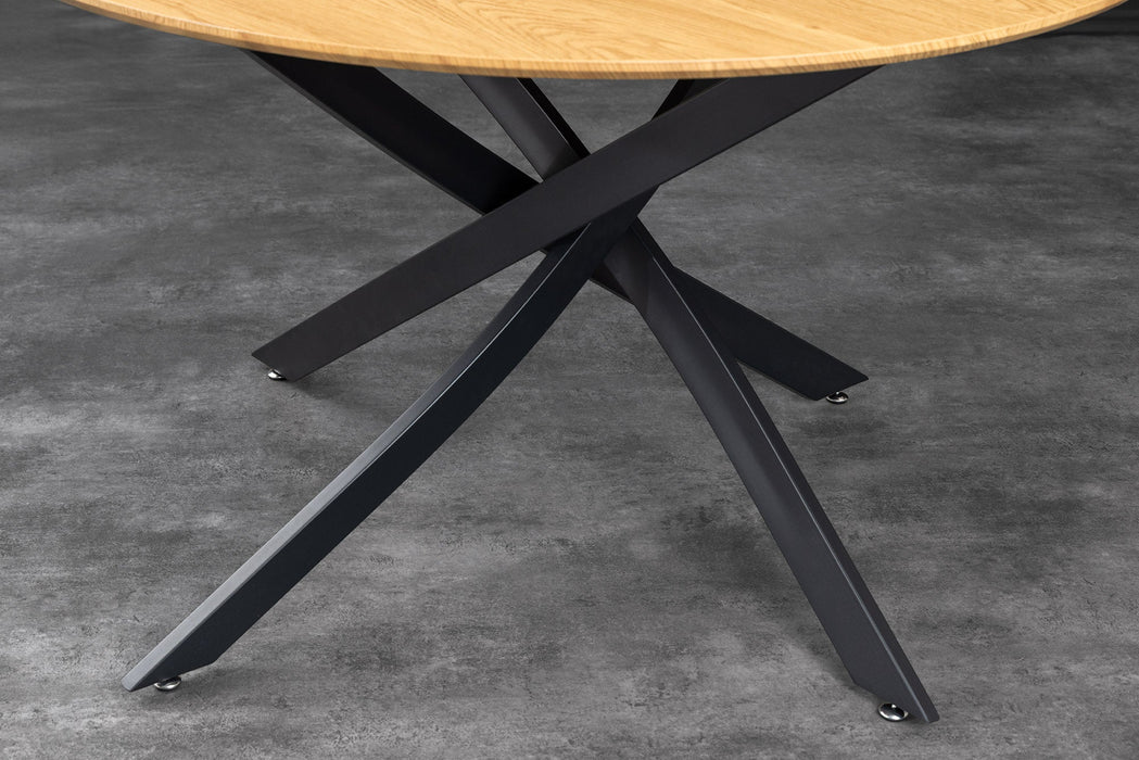 Esstisch Heliux 120cm rund natur Ungezähmte Eiche Holzoptik mit schwarzem Metallgestell - Bild 7