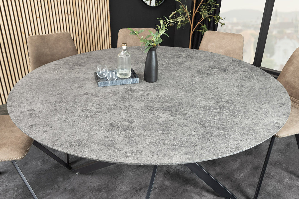 Esstisch Heliux 120cm rund grau Rockoptik mit schwarzem Metallgestell - Bild 4