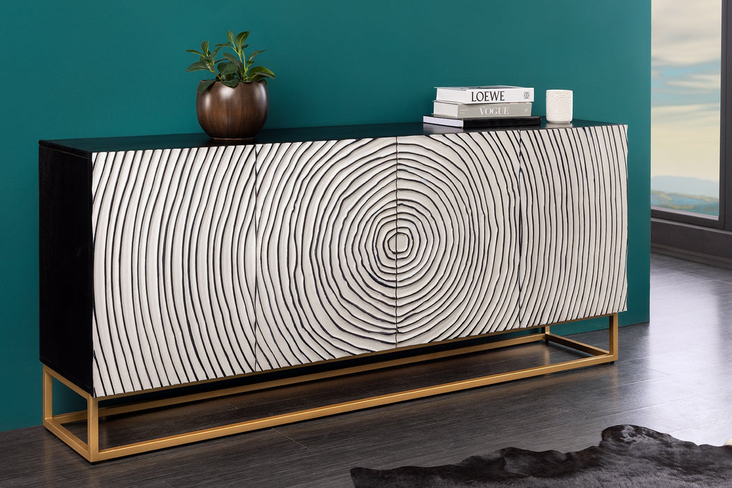 Sideboard Val Müstair 177cm schwarz weiß gold