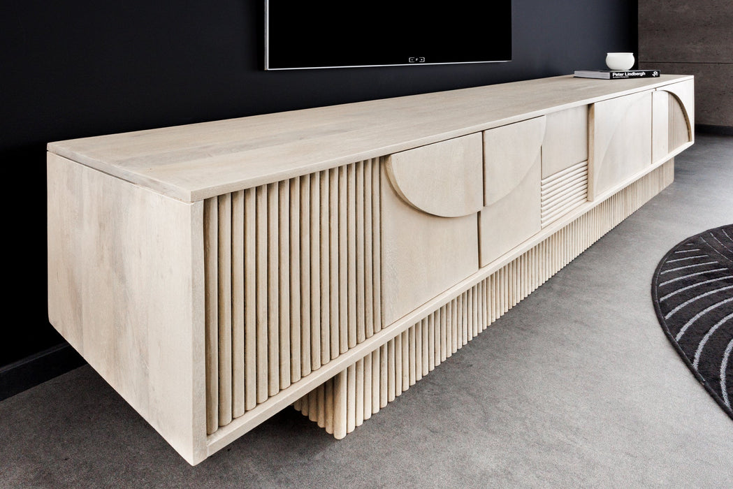TV Board Artista 200cm 3D Mango Holz weiß gekalkt - Bild 6