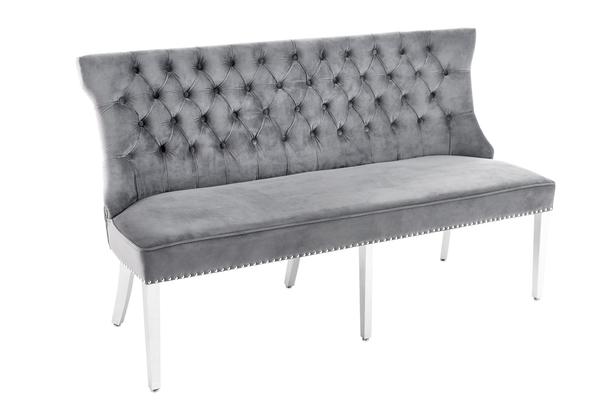 Sofabank Palace Prestige 165cm mit Loewenkopf Samt grau