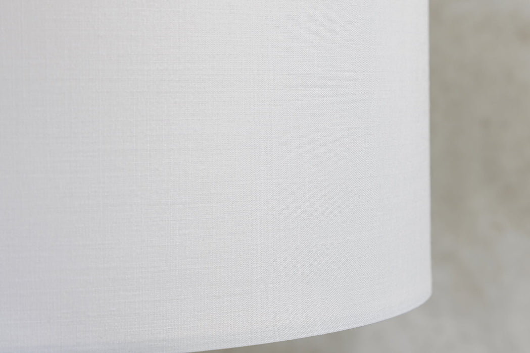 Tischleuchte PERIFERE 60cm Teakholz Lampenschirm Baumwolle
