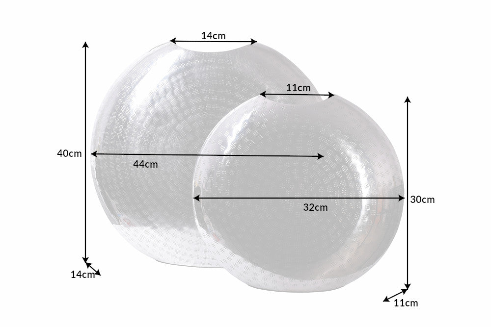 Vase ORIENTAL 30-40cm 2er Set silber
